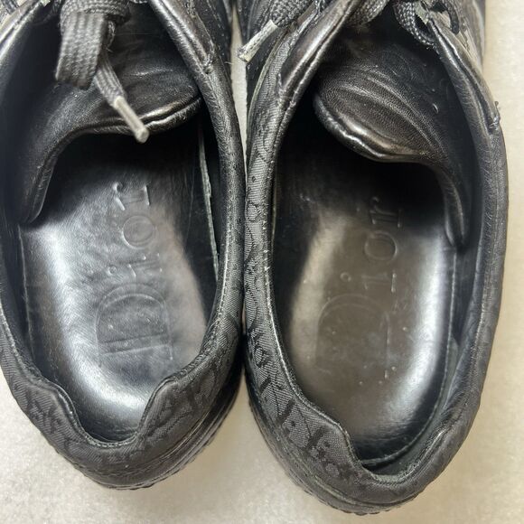 Christian Dior Vtg Trainers Low Black Leather Canvas Womens Sneaker Sz 37.5 US 7 - Picture 5 of 15